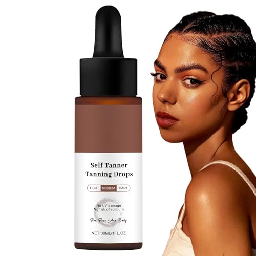 Gotas Autobronceadoras, Gotas Intensivas con Acelerador de Bronceado e Iluminación, Bronceado Instantáneo Hidratante para Sesiones de Sol y Uso Diario