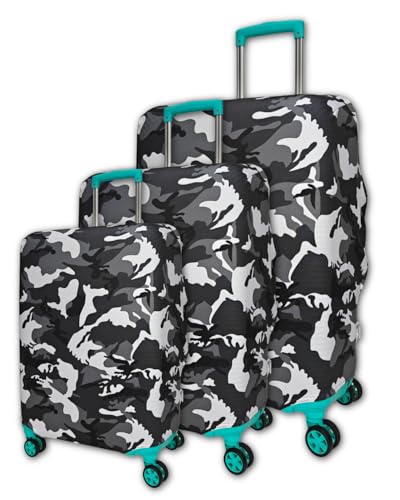Image of Army Printed Luggage Cover for Traveling Bag & Suitcase - Stretchable & Scratchproof Trolley Protector with Velcro Lock & Lightweight Washable Material(Suitcase Not Included, Only Cover in Product)