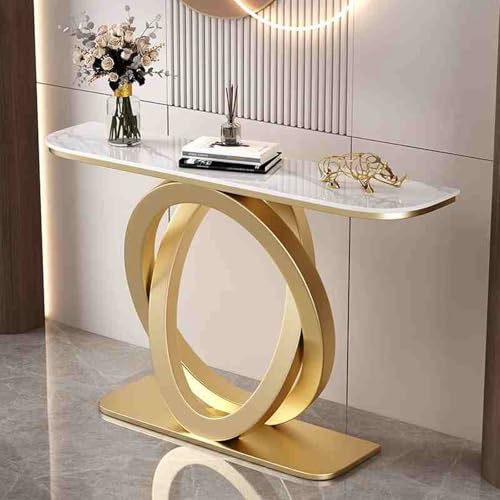 Moderna mesa consola estrecha, mesa de entrada larga con patas geométricas de metal, elegante mesa de sofá para sala de estar, pasillo y área de recepción