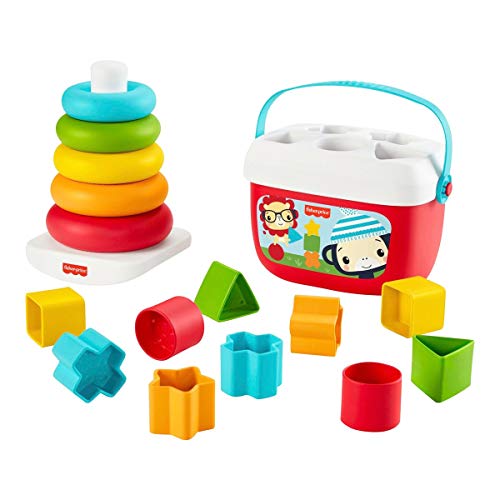 Image of Fisher-Price Baby's First Blocks and Rock-a-Stack gift set, 2 plant-based toys for infants ages 6 months and older