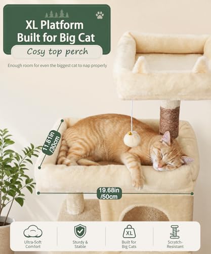 Árbol para gatos grande beige para interior 68 pulgadas miniatura 3