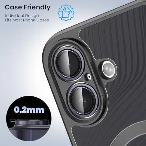 Image of Lensarmor Compatible With Black iPhone 17 Camera Lens Protector - 9H Tempered Glass, Premium iPhone 17 Lens Cover, Scratch Resistant, Flash-Friendly Camera Protector