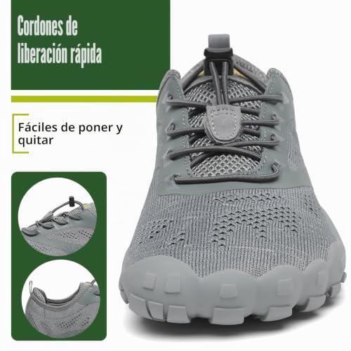 Miniatura 8 de Hombre Zapatilla Minimalista De Barefoot Trail Running Zapatillas De Deporte,Tejer Gris,41
