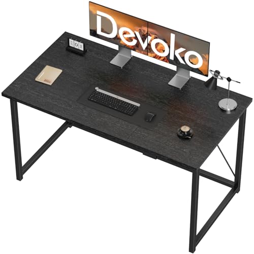 Devoko Bureau d'ordinateur, Table, Petits Bureaux d'étude 120 x 50 x 75 cm pour Les Petits Espaces, Poste de Travail, Bureau et Travail à Domicile, Cadre en Métal, Noir