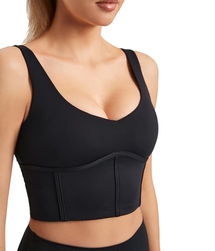 Women Built in Bra Corset Padded Sports Bra Open Back Long line Yoga Fitness Workout Crop Top Tank Bra2