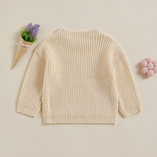 Toddler Baby Girl Knit Sweater Bow Embroidery Chunky Sweatshirt Tops Oversized Warm Christmas Fall Winter Clothes4