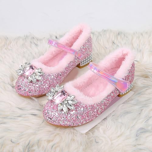 Toddler/Kids Girls Rhinestone Low Heel Dress Shoes Princess Mary Jane Shoes Beads Flower Wedding Party Glitter Shoes2