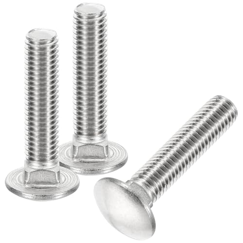 Image of uxcell 1 /2-13x2-1 /4 Carriage Bolt, 4pcs Round Head Square Neck Screws, 304 Stainless Steel, Fully Threaded, Silver