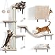 Zvonema Wandregal für Katzen, 4 in 1 Set Wandmöbel für Katzen mit Kratzbaum, Wand-Katzenbaum mit Ball, stabil für Groß und Klein im Innenbereich bis 10 kg