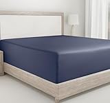 Picture of California Design Den California King Fitted Sheet Cotton, Deep Pocket 400 Thread Count 100% Cotton Sateen, No Pop-Off Elastic, Durable Fitted Sheet Only (California King, Indigo Dusty Blue)