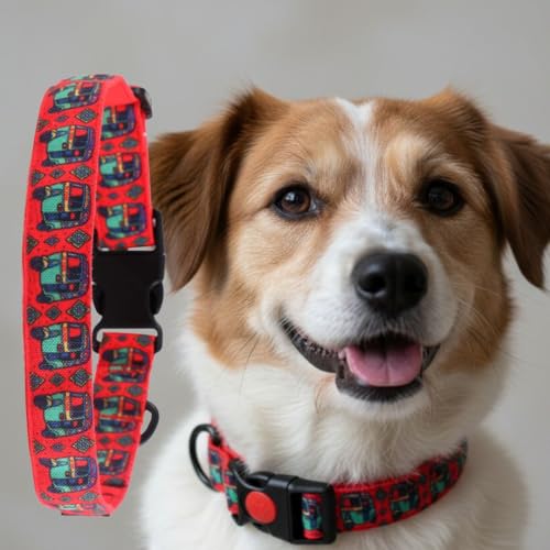 Image of Lana Paws Auto-Rickshaw, Kitsch Style Fabric Dog Collar Belt for Small Dogs