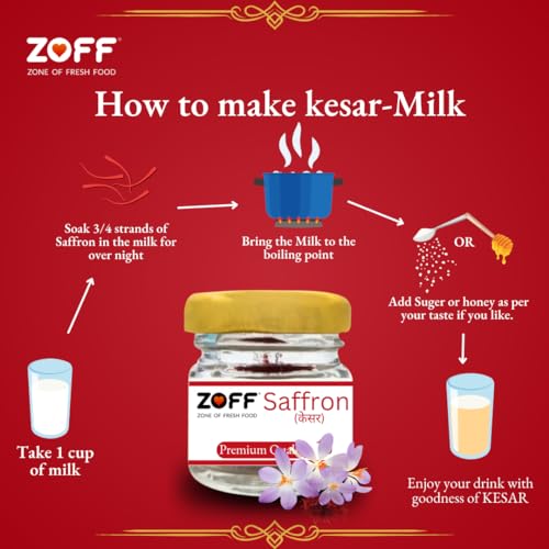Image of Zoff kesar saffron original- Premium Kashmiri kesar saffron- Hand-Picked & Naturally Aromatic -Perfect for Cooking, Desserts & Wellness -Net Weight: 1g