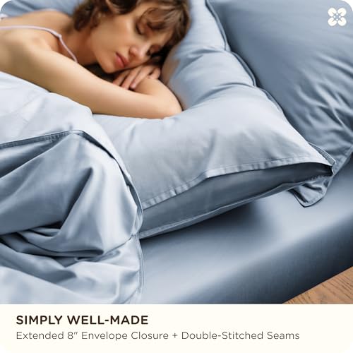 Image of Bedsure Cooling Duvet Cover King Size, Cotton & Viscose Derived from Bamboo Duvet Cover Set, PureWoven Ultra-Soft, Breathable & Lightweight Home Bedding for All Seasons (Light Blue,104 inchx90 inch)
