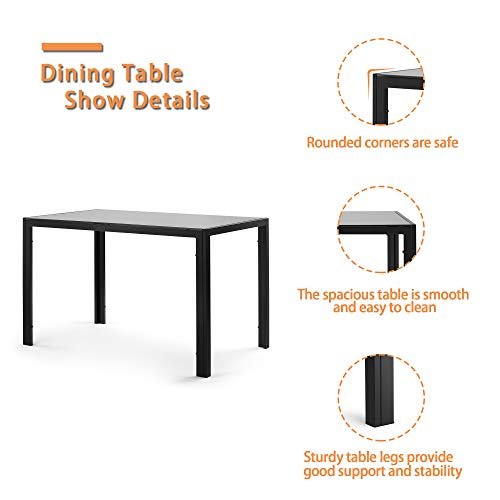 Meihua Kitchen Table and Chairs for 4 Dining Table Set for Small Space Black