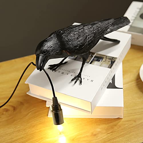 Raven Table Lamp Birds Desk Lamp Resin Crow Wall Sconce Creative Night Light Modern Art Fixture For Living Room Bedside Bedroom Office Study Dorm Decor With Us Plug, Black (Bulb Included) #TOP3