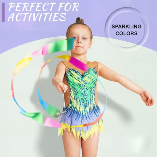 COYUN 2 Stück Gymnastikband mit Stab, 2M Gymnastikband Kinder Tanzen Streamer Rhythmische Sportgymnastik Band Tanzbänder für Kinder Rhythmische Sportgymnastik,Kindertanz