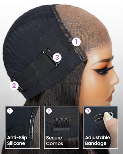 Arabella 5x6 Wear and Go Glueless Wigs Human Hair Pre Cut Lace 210% Density Lace Front Wig Human Hair 12A Real Pre Plucked Bleached Knots Upgraded Straight Wig (22inch, 5X6 Glueless Wig) - Image 6