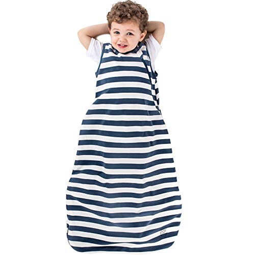 Image of Ecolino Organic Cotton Baby Sleep Sack - 2-Way Zipper Baby Wearable Blanket - Toddler Sleeping Bag Sack - 18-36 Months - Deep Blue