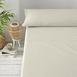 Viste tu hogar Juego de Sábanas Lisas 3 Piezas 150cm en Tejido Suave y Ligero, Simple y Cómodo, Diseñado para Descanso Diario y Uso en Todas Las Estaciones, Color Beige