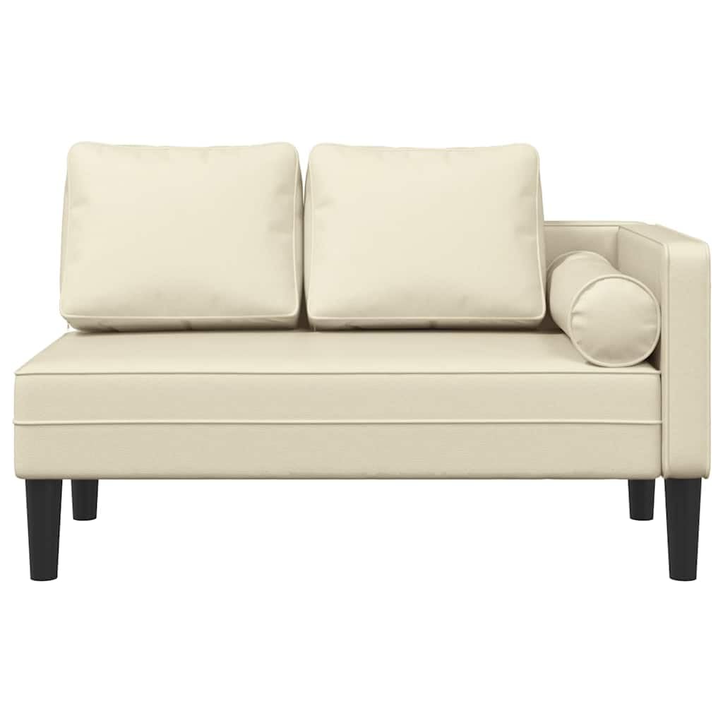 vidaXL Sdraio con Cuscini Crema in Similpelle, divano letto, divano imbottito, seduta da soggiorno, dormeuse, seduta da salotto, divano 2 posti