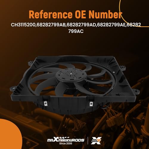 Image of maXpeedingrods Engine Radiator Cooling Fan Assembly w /Shroud for Jeep JT Gladiator 2020-2023 JL Wrangler 2018-2024, CH3115200 68282799AB