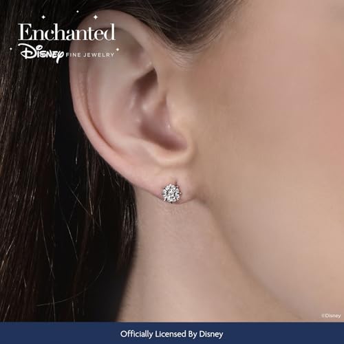 Jewelili Enchanted Disney Fine Jewelry Sterling Silver 1/10 Cttw Diamond Elsa Snowflake Illusion Earrings2