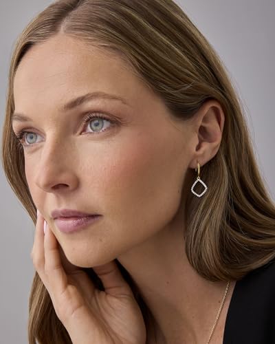 PAVOI 14K Gold Plated Teardrop Diamond Shaped Dangle Earrings for Women with Cubic Zirconia | Geometric Earring Pair4