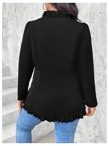 SHENHE Women's Plus Size Open Front Ruffle Trim Elegant Business Casual Office Blazer Jacket2