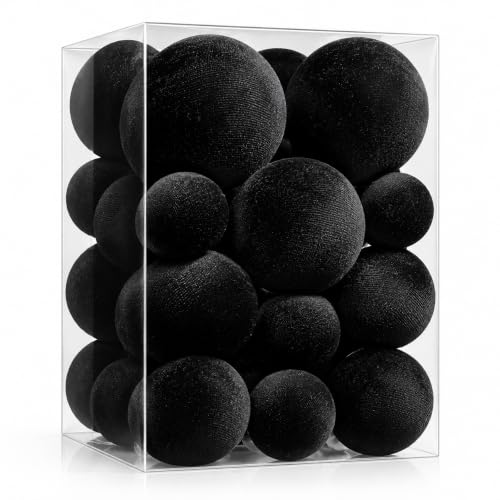 Wironlst 30pcs Velvet Christmas Ornaments, Shatterproof Tree Balls(Black) - image 1