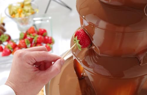 Foto von HENDI Schokoladebrunnen, 3 Etagen, maximale Schokoladekapazität: 1,5 kg, leicht zu reinigen, Schokofondue, Schokobrunnen, Schokofontäne, 230V/46W, ø215x(H)375mm, Edelstahl