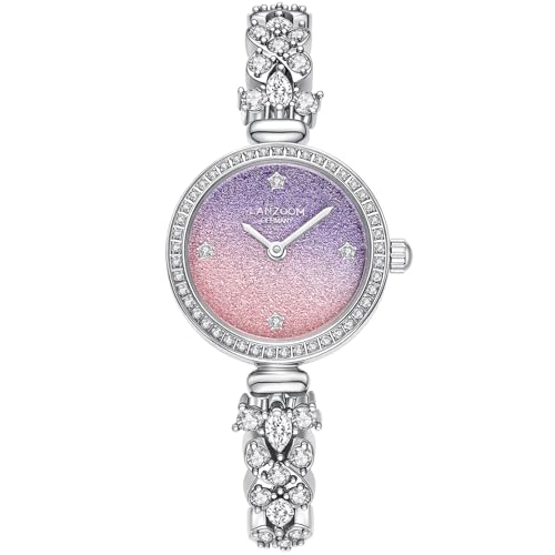 Montre pour femme en argent et cristal LANZOOM au cadran dégradé