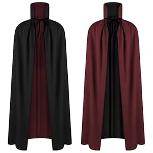 AOOWU Halloween Kostüm Umhang, Damen Vampir Cape, Vampir Umhang mit Kragen, Umhang Schwarz Rot Doppelseitig, für Erwachsene, für für Halloween Weihnachten Karneval(150CM)