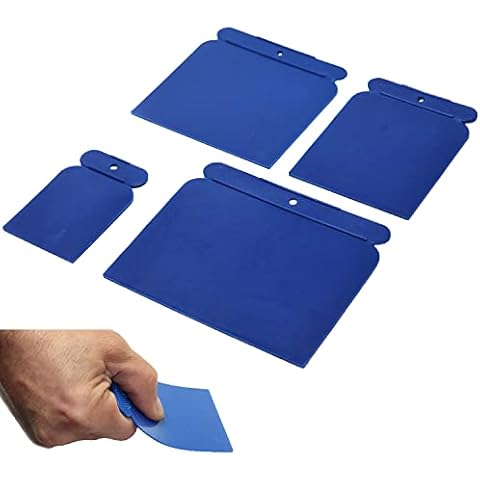 Cotarba Filler Applicator Kit 4 Piece Set Plastic Scraper Filling Knives Putty Mixer Putty Spreader Skimmer Paint Lightweight Shankless Blade Painting Tool Putty Spreader 4pcs Set Blue Cover