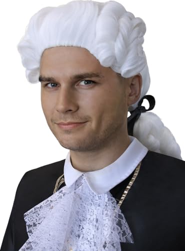 Funidelia | Parrucca barocca depoca per uomo Barocco, Rivoluzione Francese, el 700 e 800, d'Epoca - Accessori per Adulto, accessorio per costume - Bianco