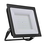 Bright Source LED Floodlight, IP65, 100W, 11500lm, 120° Beam Angle, 6500K Daylight White, Black, with Adjustable Tilt Mounting Bracket & 1m Lead Wire - Image 1