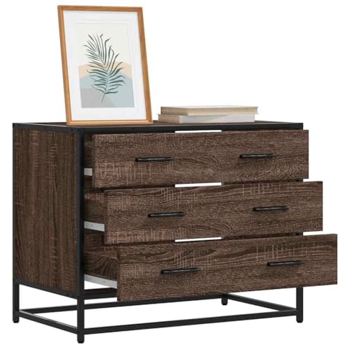 Vetnasa Cómoda de Madera contrachapada Roble marrón 70x41x56 cm Mobiliario, Armarios y Almacenamiento, Cajoneras Marrón 21,45 KG