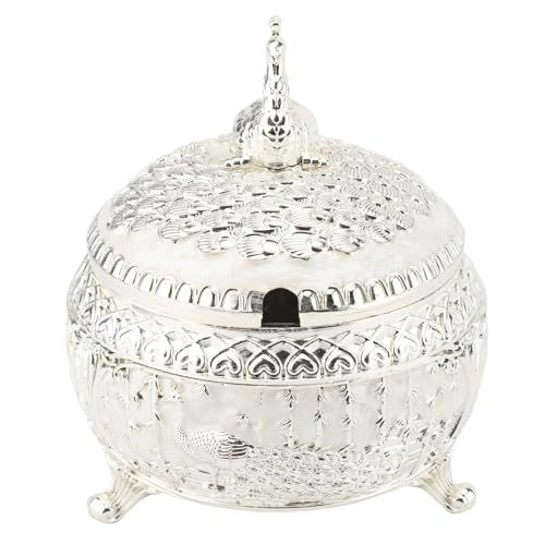 Maceta de Azúcar de Pavo Real, Recipiente de Azúcar en Relieve Decorativo Glass de Aleación de Aleación de Zinc Elegante con Tapa y Cuchara para el Hogar (#1)