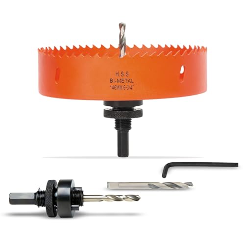 5-3/4 inch Hole Saw for Wood, Metal, Plastic &amp; Drywall, with Arbor