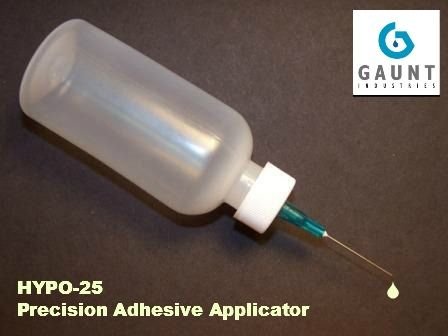 Gaunt Industries Hypo-25 - Epoxy & Cement Applicator - Precision Acrylic Adhesive Dispenser - 2 Ounce Clear Plastic Bottle With 23 Gauge Blunt Tip, Green #TOP1