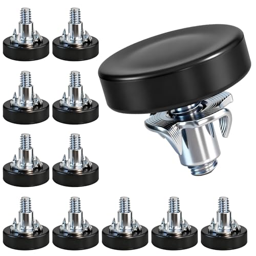 JIUZI 1/4" Thread Leveling Feet with T-Nuts, 12 PCS Adjustable Furniture Leg Levelers - Multi-Use Screw-in Feet for Desks, Tables, Cabinets & Chairs