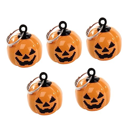 BCOATH Copper Pet Necklace Accessories 10pcs Pumpkin Shape Cartoon Pet Bells for Daily Activity Orange