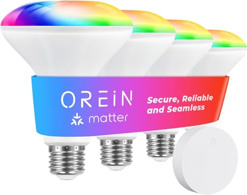 OREiN Smart BR30 Light Bulbs with Remote (4 Pack)