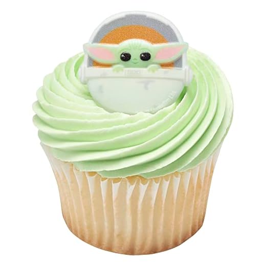 DECOPAC Star Wars The Mandalorian The Child Rings, Cupcake Decorations, Food Safe Cake Toppers – 24 Pack