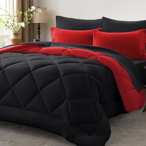 Anluoer Queen Comforter Set -7 Pieces Bed in a Bag Queen Size, Reversible Bed Set with 1 Comforter(88