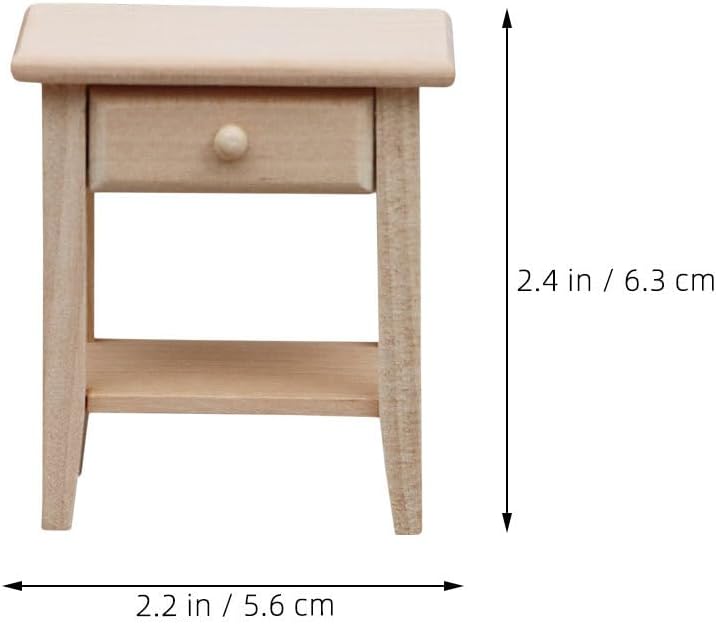 BESTonZON Miniature Bedside Cabinet 1:12 Dollhouse Furniture Nightstand Wooden Model Doll House Accessories for Mini Room Bedroom Scene Decoration Beige