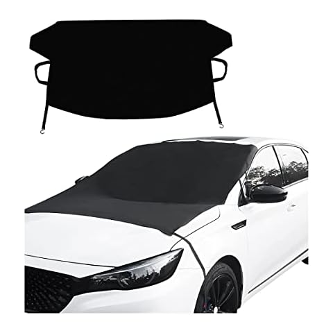 AUKEPO Car Windshield Snow Cover, 600D PVC Coated Polyester Fabric Windproof Waterproof Windshield Cover/Protector for Snow Frost, Applicable to All Seasons, Windproof Cover Fits Most Cars, SUV, Van Cover
