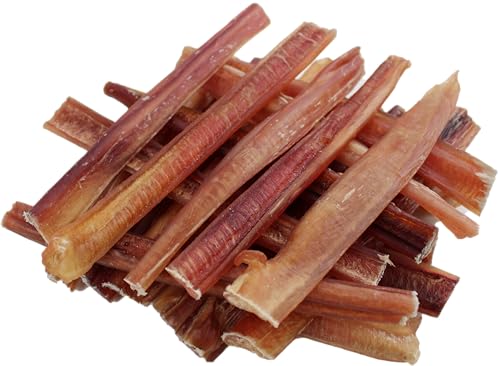 Image of GigaBite Bully Sticks for Dogs All Natural Beef Pizzle Dog Chews, Odor & Rawhide Free Dog Treats, Long Lasting High Protein Chews Digestible Dental Dog Treat - Sticks (Half-cut 6 inch), Pack of 80