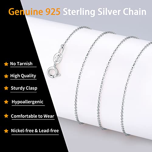 Jewlpire Solid 925 Sterling Silver Chain Necklace For Women Girls, 1.3Mm Round Cable Chain Silver Chain For Women Thin & Dainty & Sturdy Women's Chain Necklaces 16Inch #TOP1