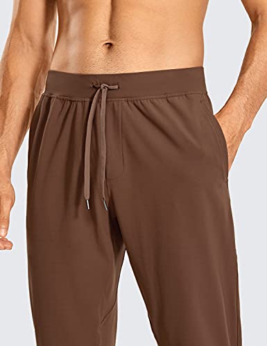 Crz Yoga Men's 4-Way Stretch Athletic Pants With Pockets 30"-Comfy Workout Track Pants Running Gym Sweatpants Tapred Joggers Dark Brown Large #TOP2