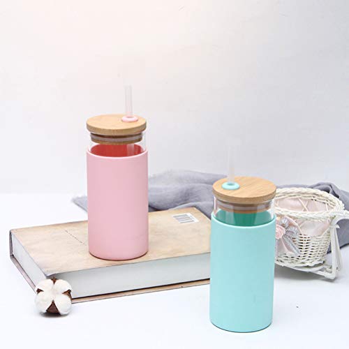 Yumira Vaso de cristal para café con pajita y tapa, 500 ml, transparente, ideal para café helado, agua, batidos. - Imagen 5